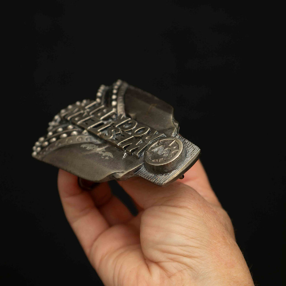 Thumbnail: Vintage Pewter Western Rock Bit Belt Buckle Western Rock Bit Logogo