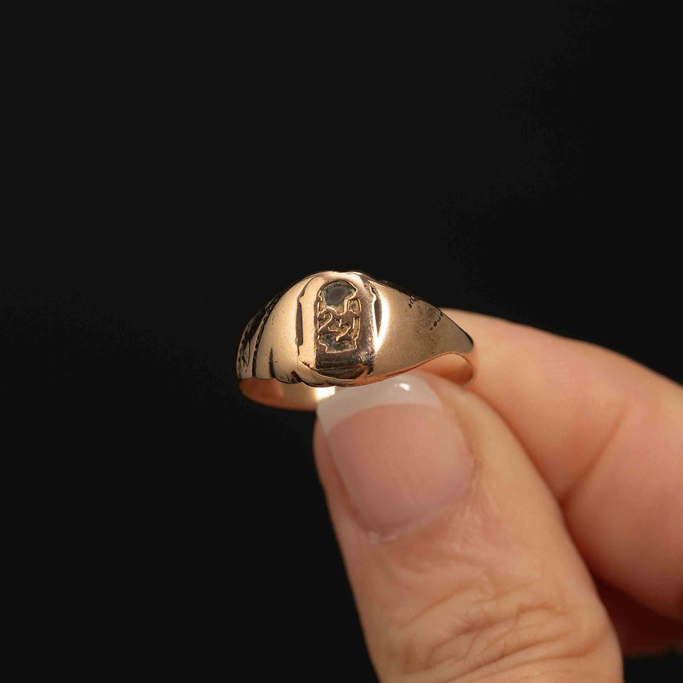 9k Gold Antique Signet Ring with Possible '22 on the Face