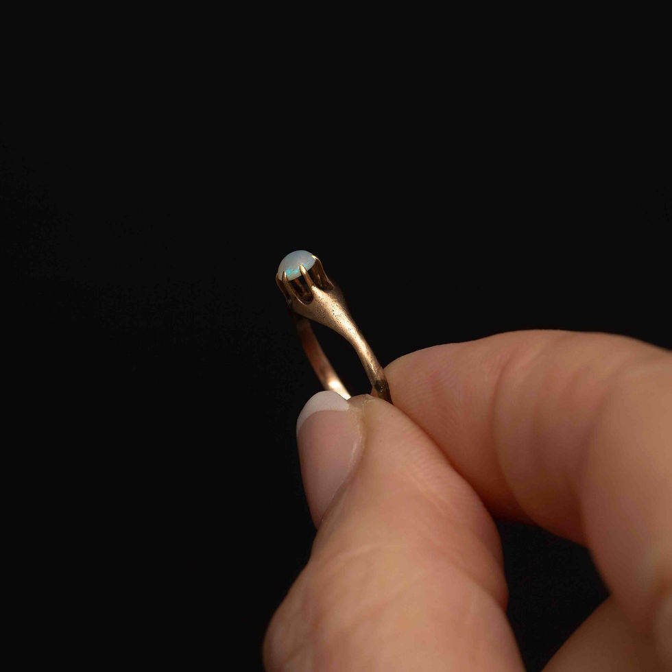 Thumbnail: Vintage 10k Gold Opal Ring · Petite Belcher Setting · Size 3.5