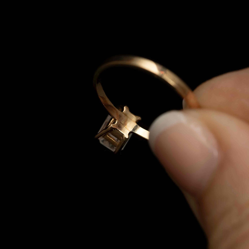 Thumbnail: Vintage 14K Gold Emerald Cut Quartz Ring | Size 8 | 5x7mm Stone | 1.9g