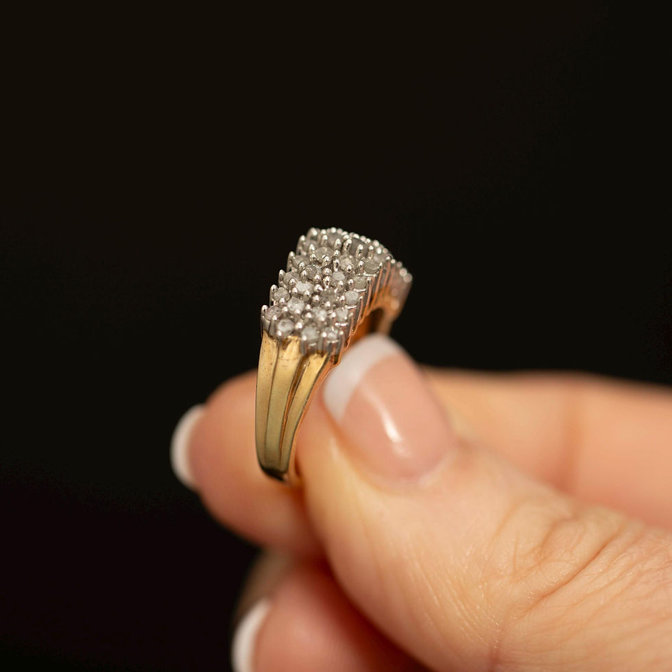 Thumbnail: Vintage Diamond Cluster Ring · Sterling Silver Gold Overlay · Single Cut Diam...