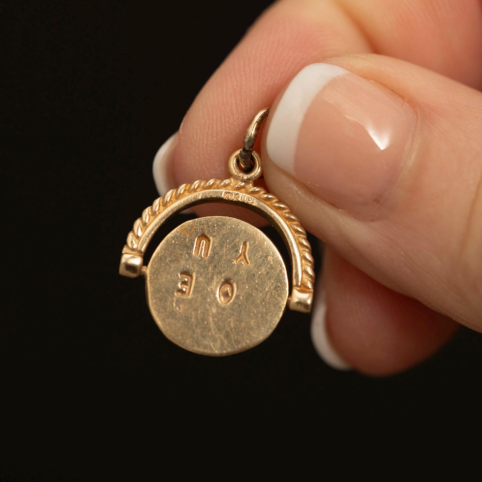 Thumbnail: Vintage 10K Gold I Love You Spinner · Rotating Disc Charm · Romantic Pendant