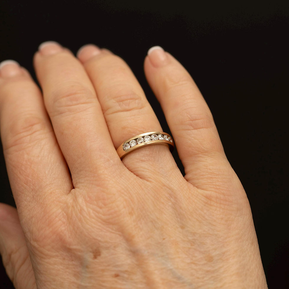 Thumbnail: Vintage 9ct Gold Half Eternity Ring · 8 CZ Channel Set Band