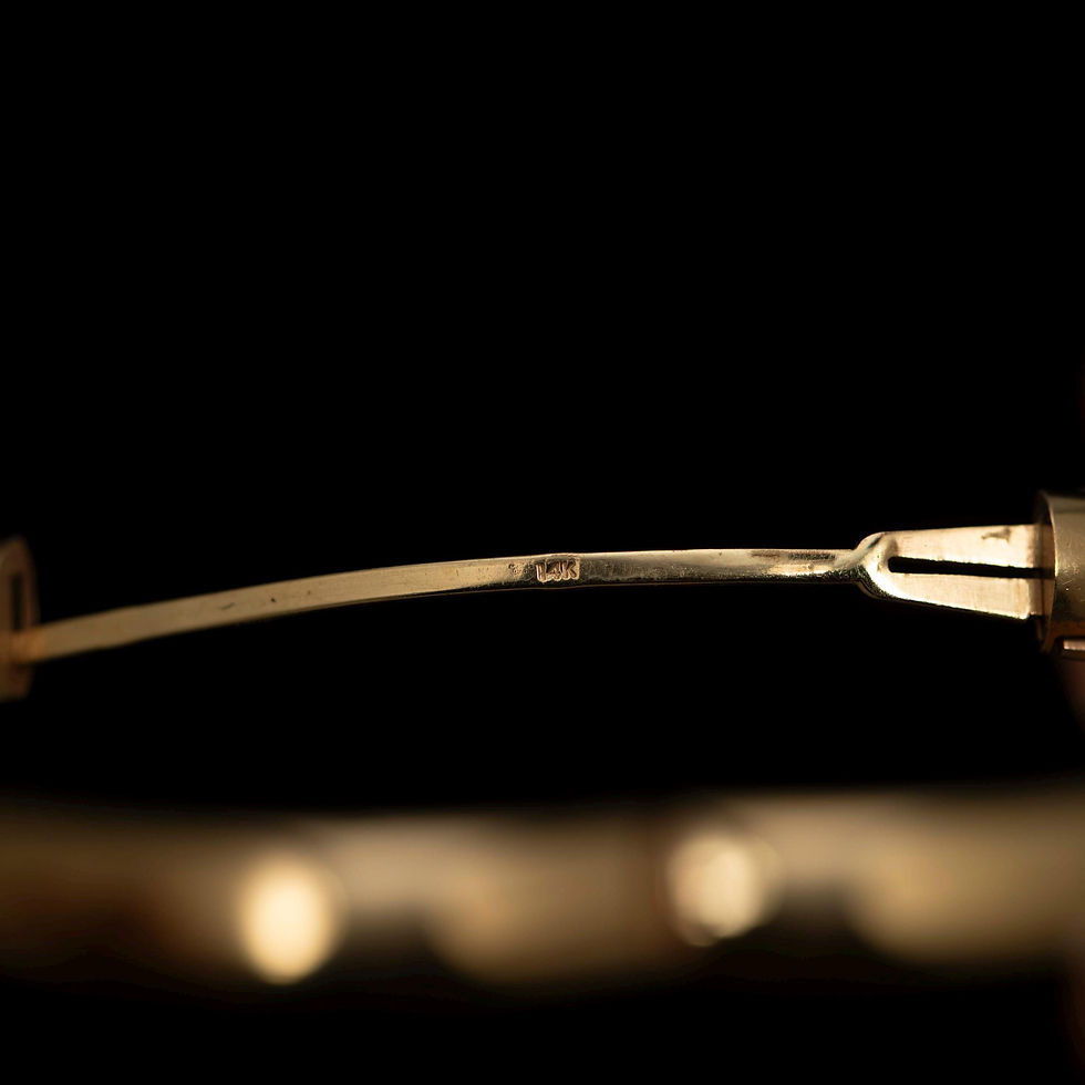 Thumbnail: Vintage 14K Gold Engraved Bangle Bracelet · Hollow Gold · Floral Design