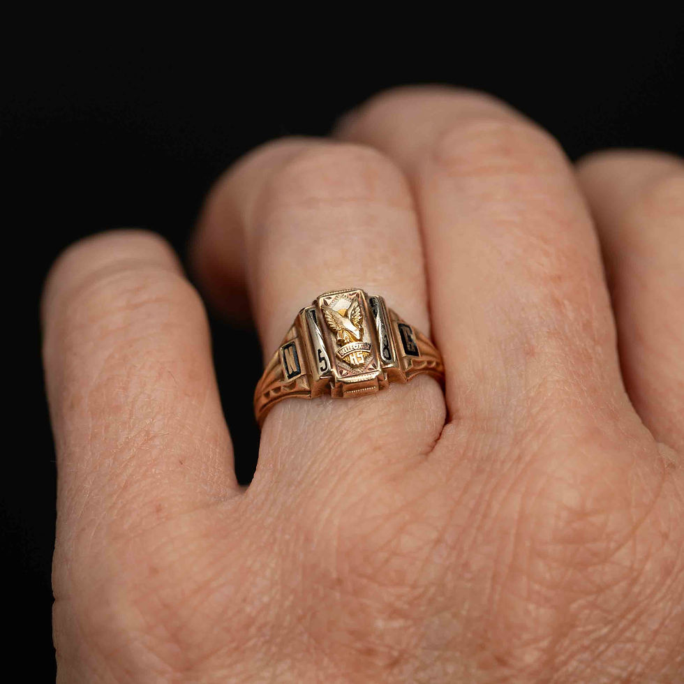 Thumbnail: 10K Gold Class Signet Ring with Eagle In Flight · 1958 Belle Centre HS