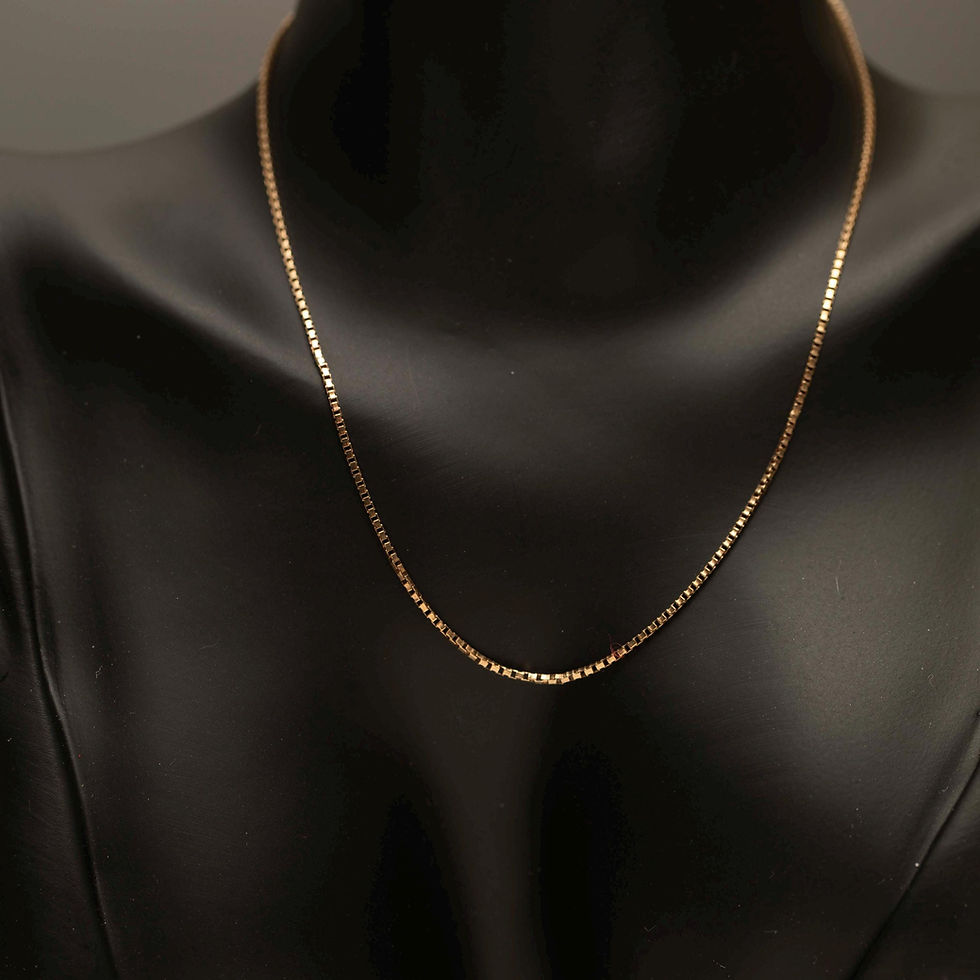 Thumbnail: Vintage 10K Gold Box Chain Necklace · 21 Inch Fine Pendant Chain