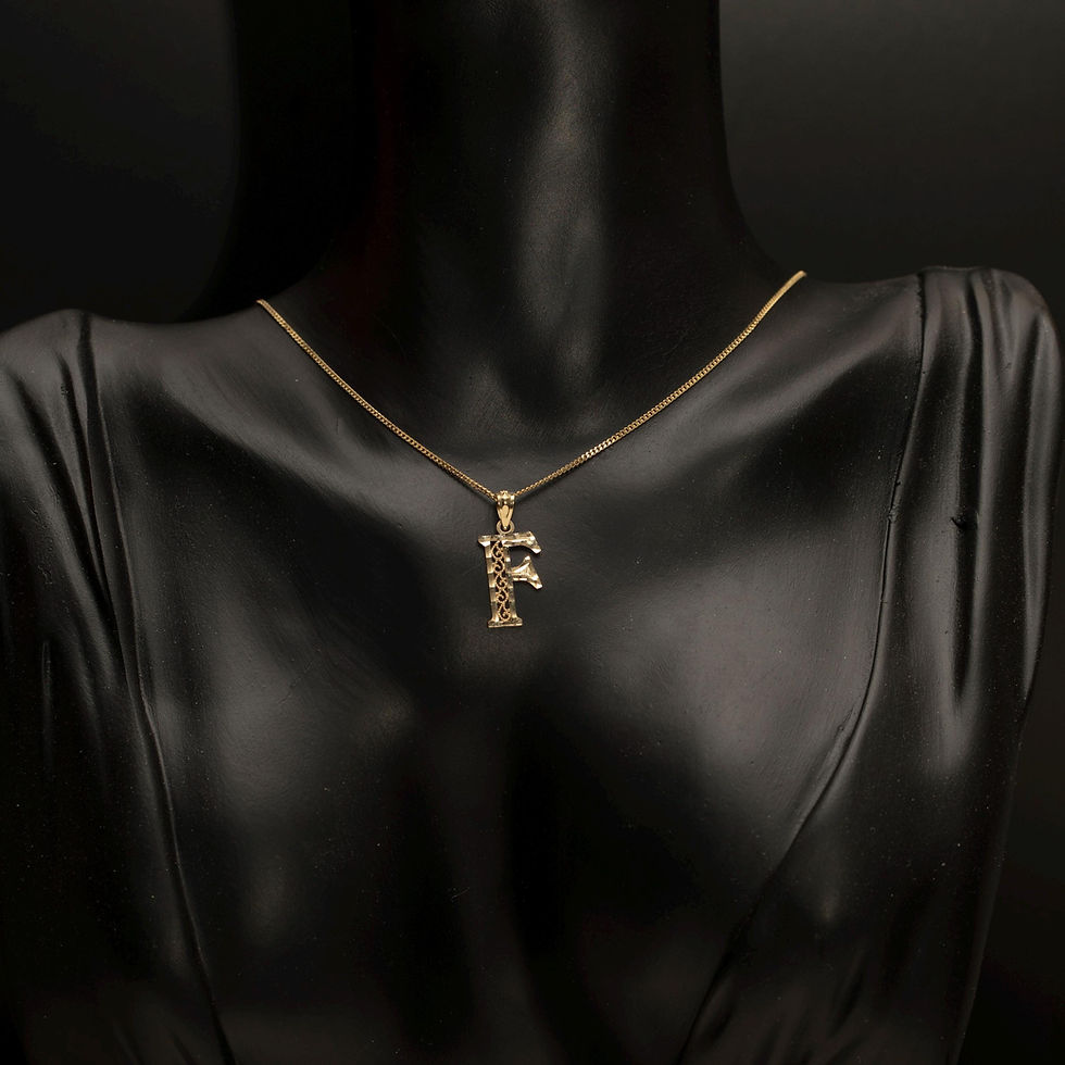 Thumbnail: Vintage 10k Gold Letter F Pendant Initial Necklace Charm