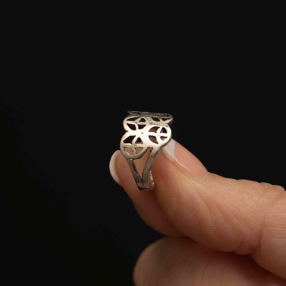Thumbnail: Silver Peace Ring, Stacked Peace Symbols, Delicate, Size 5