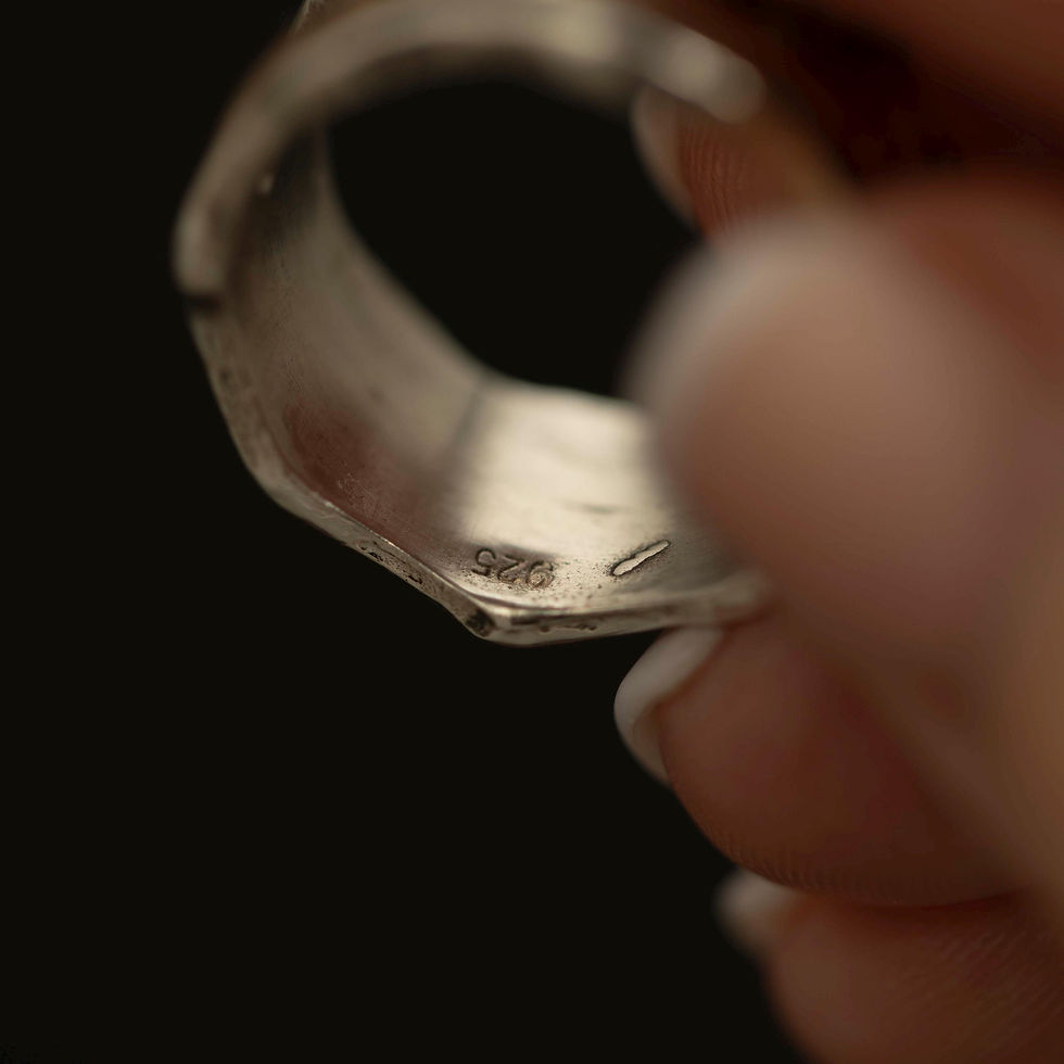 Thumbnail: Sterling Silver Spinner Ring · Wide Hammered Meditation Band · Size 8