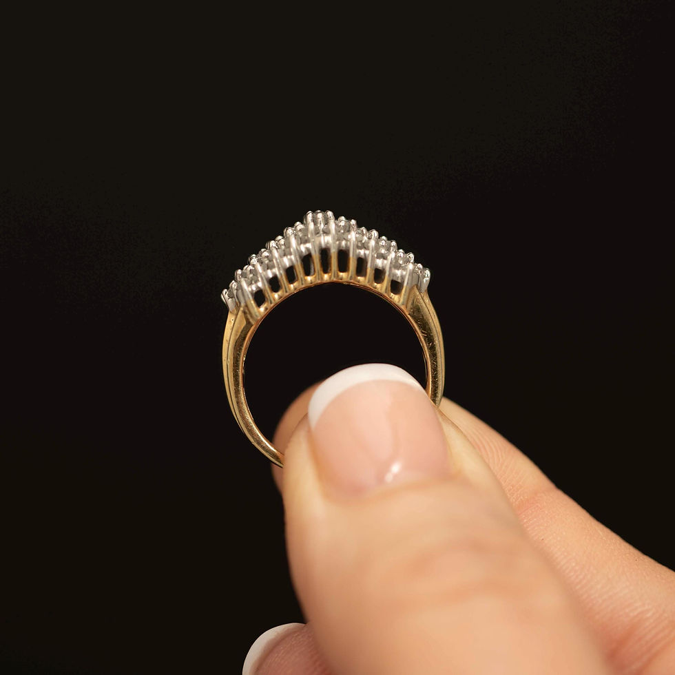 Thumbnail: Vintage Diamond Cluster Ring · Sterling Silver Gold Overlay · Single Cut Diam...