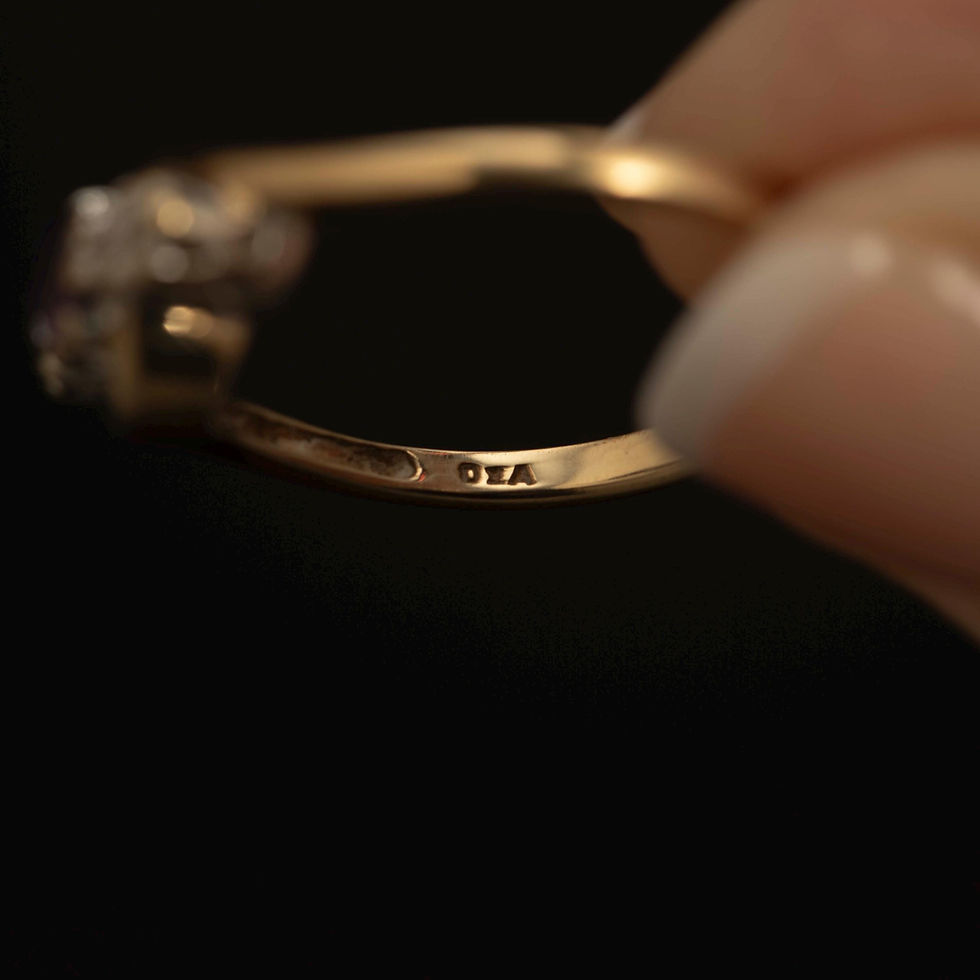 Thumbnail: Vintage 9k Gold Amethyst & Diamond Ring · Birmingham Hallmarks · Two Tone Set...