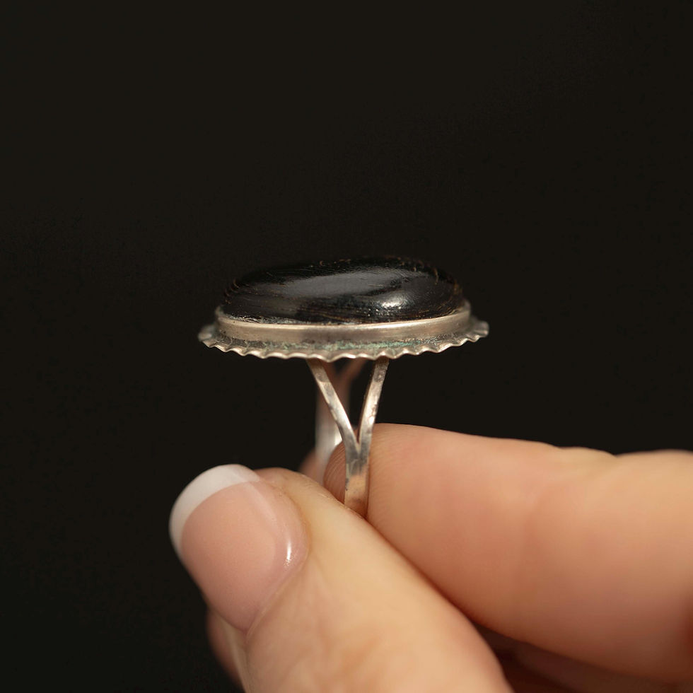 Thumbnail: Vintage Sterling Silver Organic Cabochon Ring · Oval Statement
