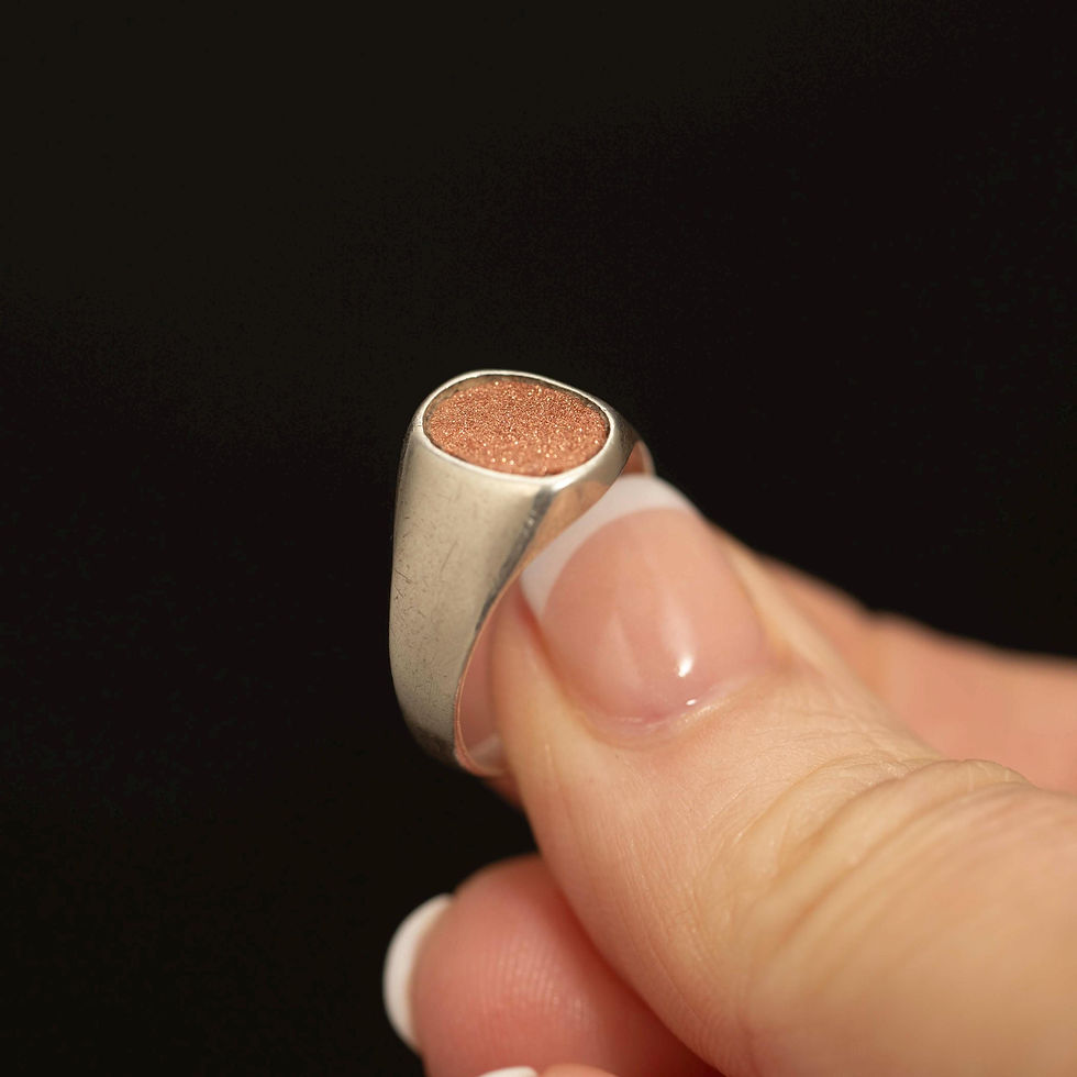 Thumbnail: Vintage Mexican Sterling Silver Goldstone Ring · Minimalist Signet · Size 7.25