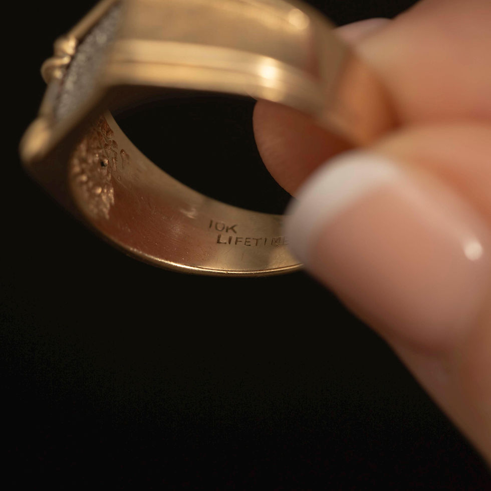 Thumbnail: Vintage 10K Gold Signet Ring · Five Diamond Men's Ring · Size 9