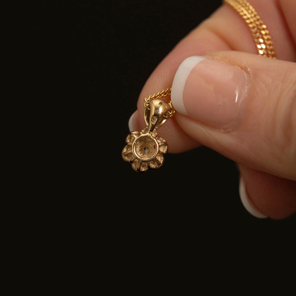 Thumbnail: Vintage 9k Gold CZ Flower Pendant · Petite Floral Cluster Charm