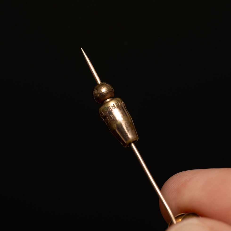 Thumbnail: Vintage 10K Gold Swirl Flower Stick Pin with Center Diamond Design