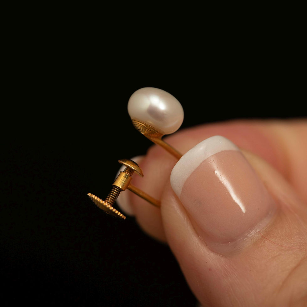 Thumbnail: Vintage Ciro Pearl Earrings 9ct Gold Cultured Pearls Screw Backs Original Box