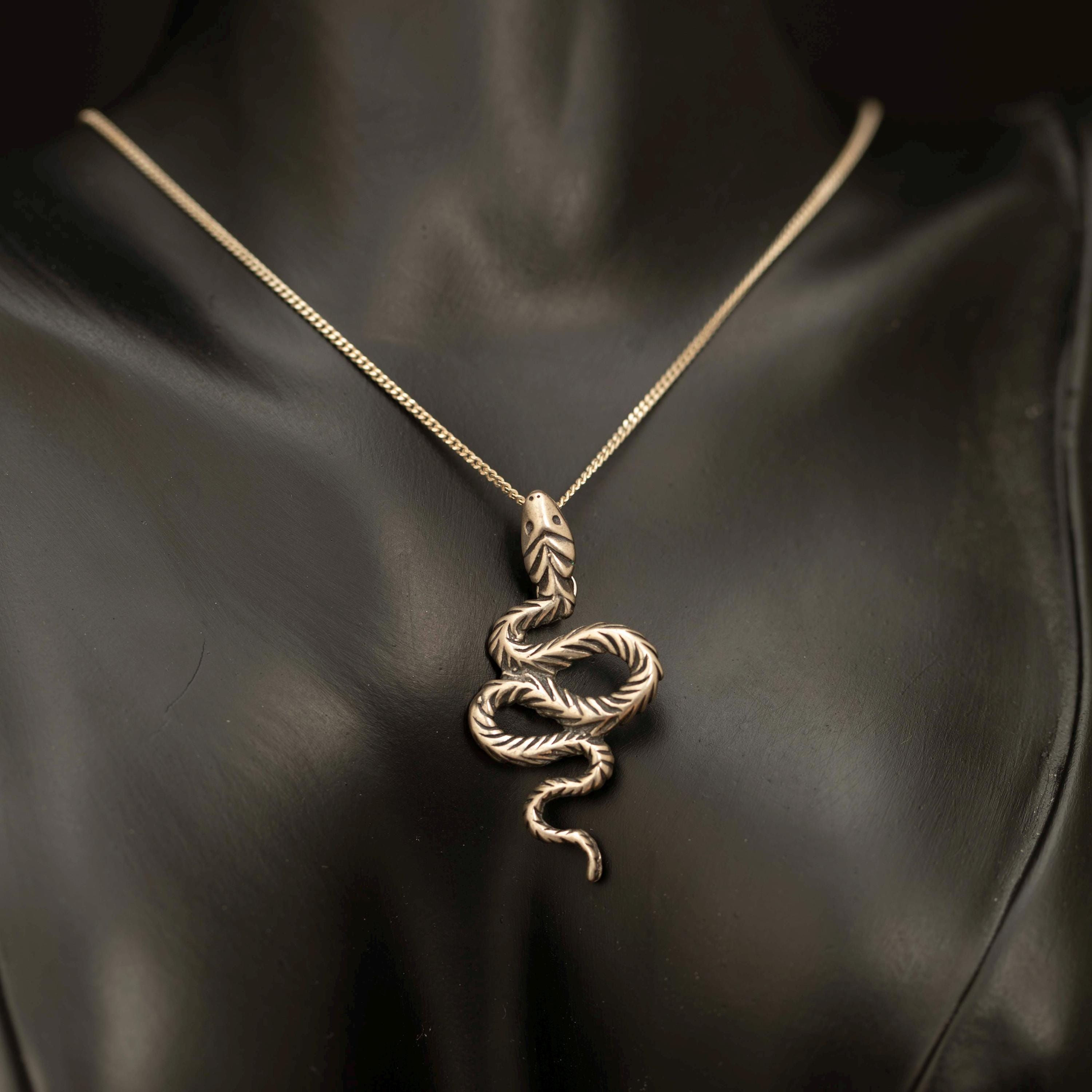 Vintage Sterling Silver Snake Pendant · 925 Serpent Charm