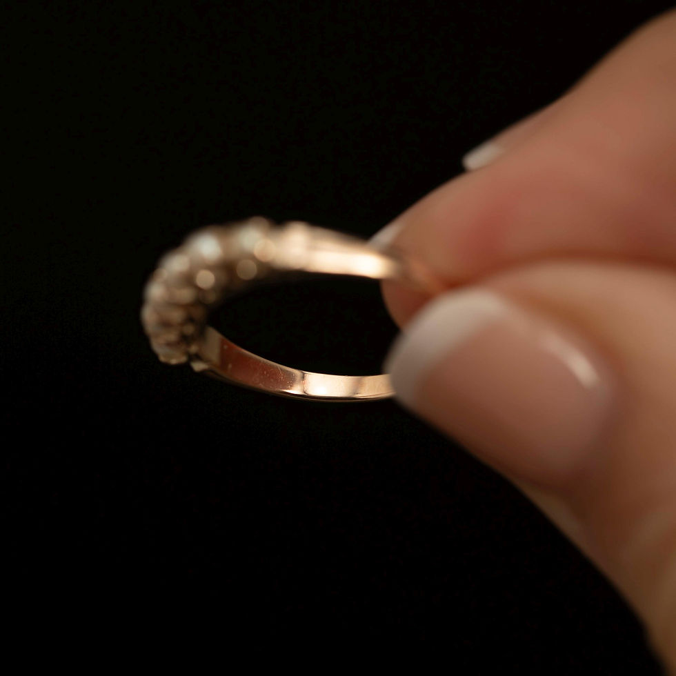 Thumbnail: Vintage 9K Gold Pearl Ring · Six Pearl Half Hoop Stacking Band · Size 4.5