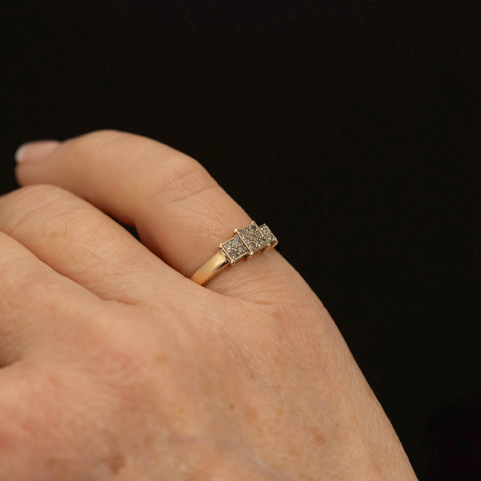 Thumbnail: 10K Gold Diamond Band · Triple Panel · Minimalist Sparkle · Size 6