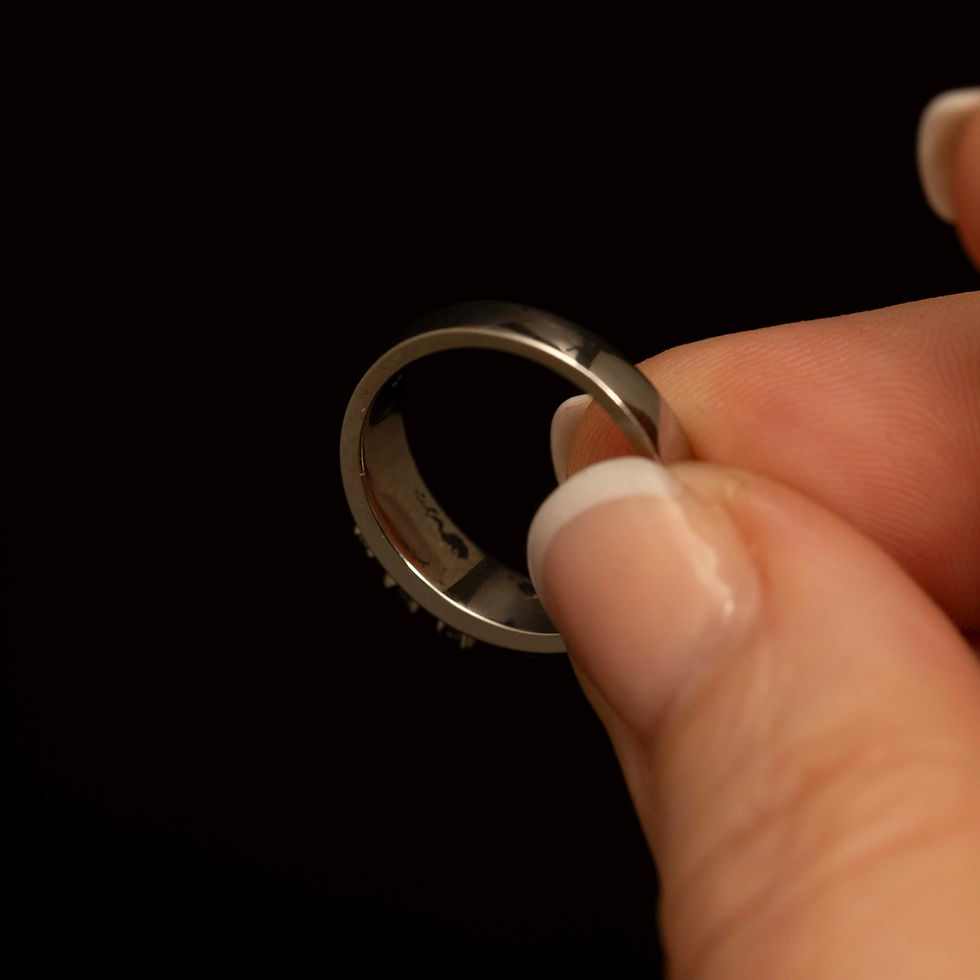 Thumbnail: Vintage 18k Gold Diamond Ring, 3 Stone Band, Size 5.75