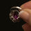 Thumbnail: Vintage 18k White Gold Ruby Ring • Art Deco Floral Filigree