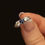 Thumbnail: Vintage 10k White Gold Sapphire Three Stone Ring · Size 6