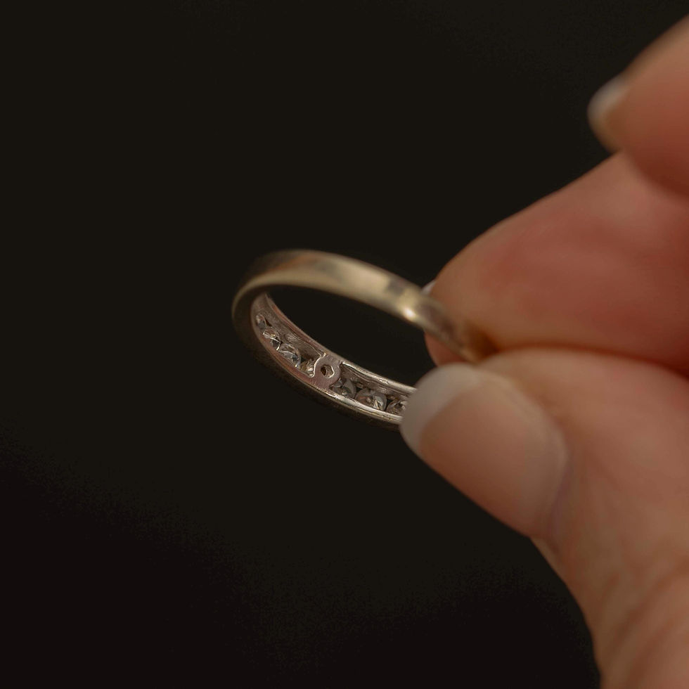 Thumbnail: Vintage 9k Gold CZ Channel Set Ring · Dainty Stacking Band · Size 6.75 ·