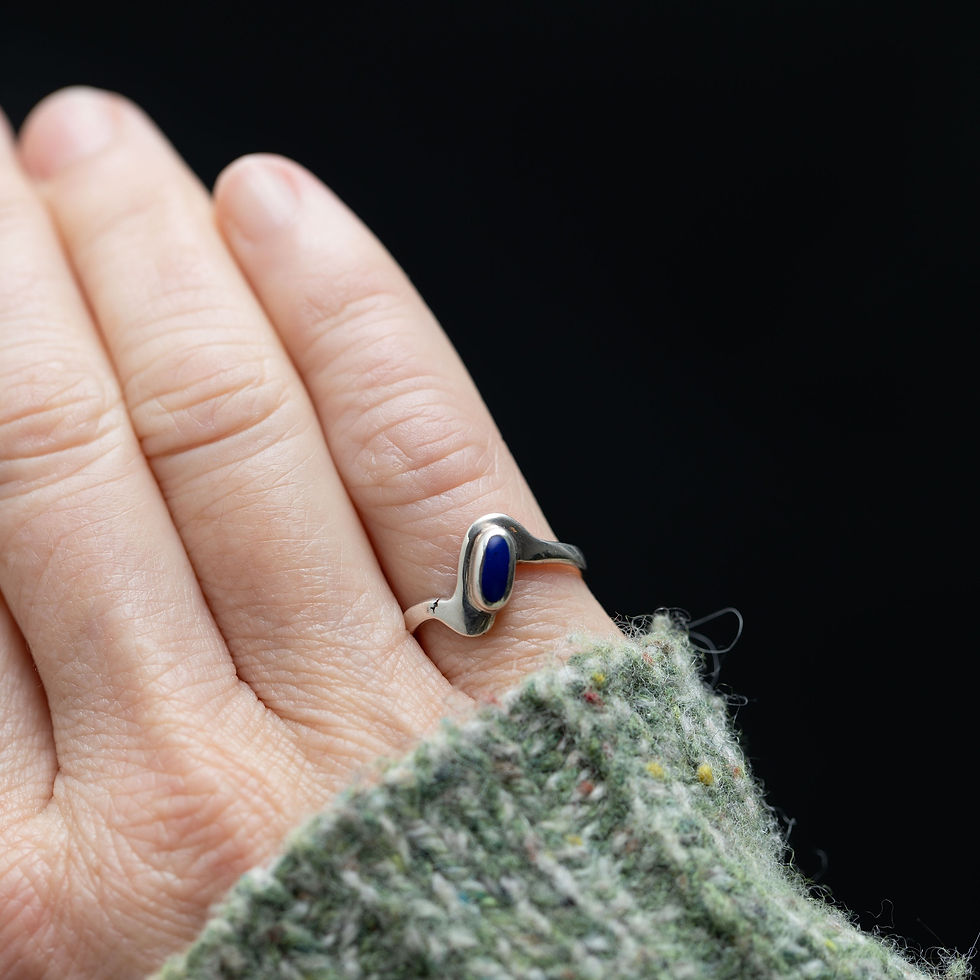 Thumbnail: Dainty Lapis Lazuli Bypass Ring in Silver