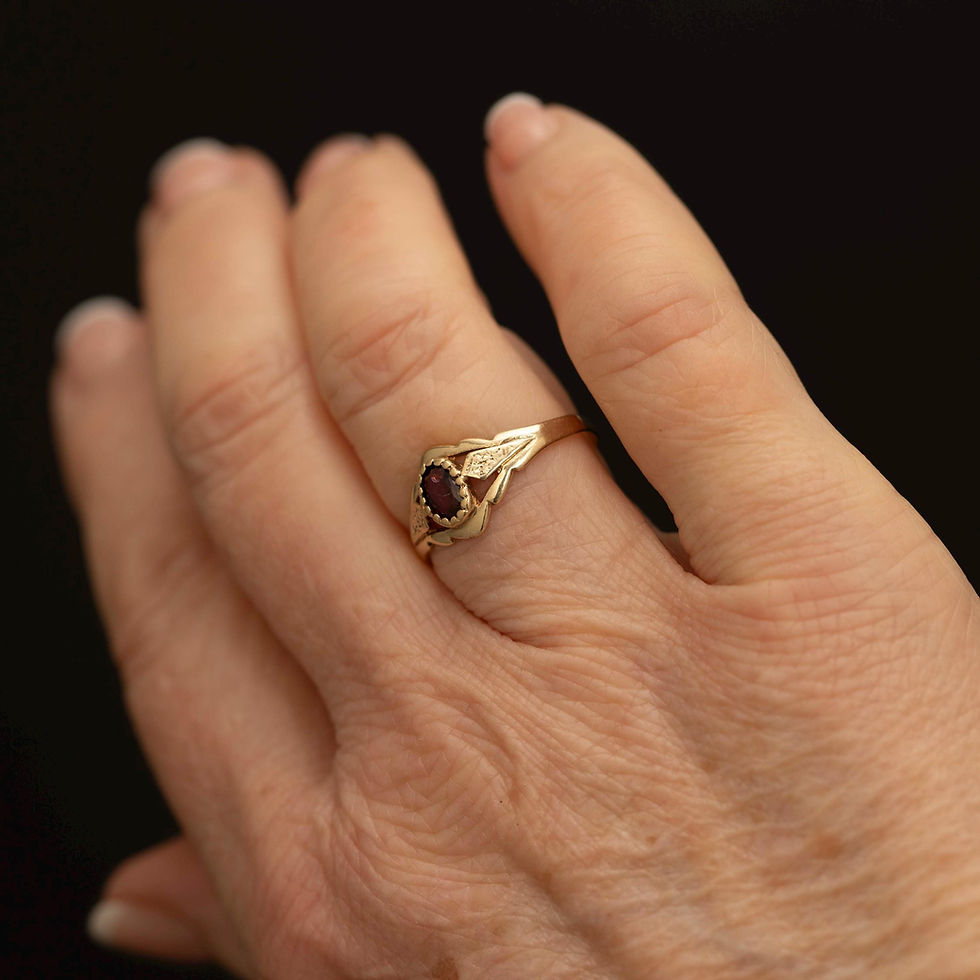 Thumbnail: Vintage 9ct Gold Garnet Ring · Marquise Solitaire Band