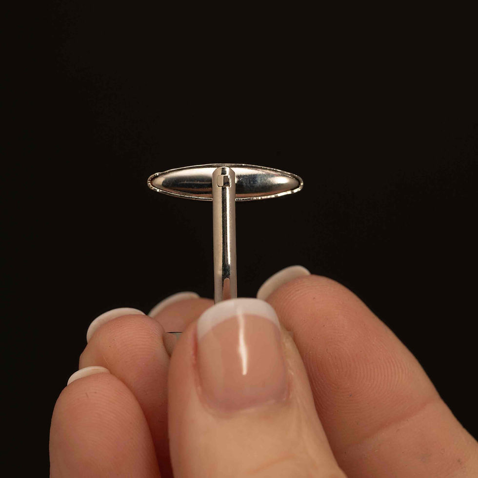 Thumbnail: Stepped Dome Silver-Tone Cufflinks • New Old Stock Modernist Design