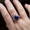 Thumbnail: Brushed Silver Pear Shaped Lapis Ring