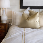 Hotel bed white and gold