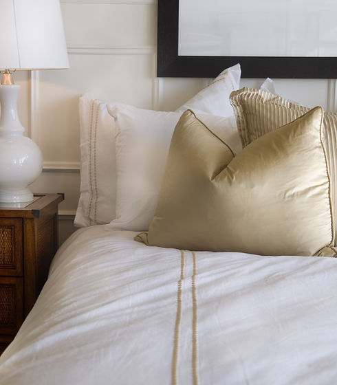 Hotel bed white and gold