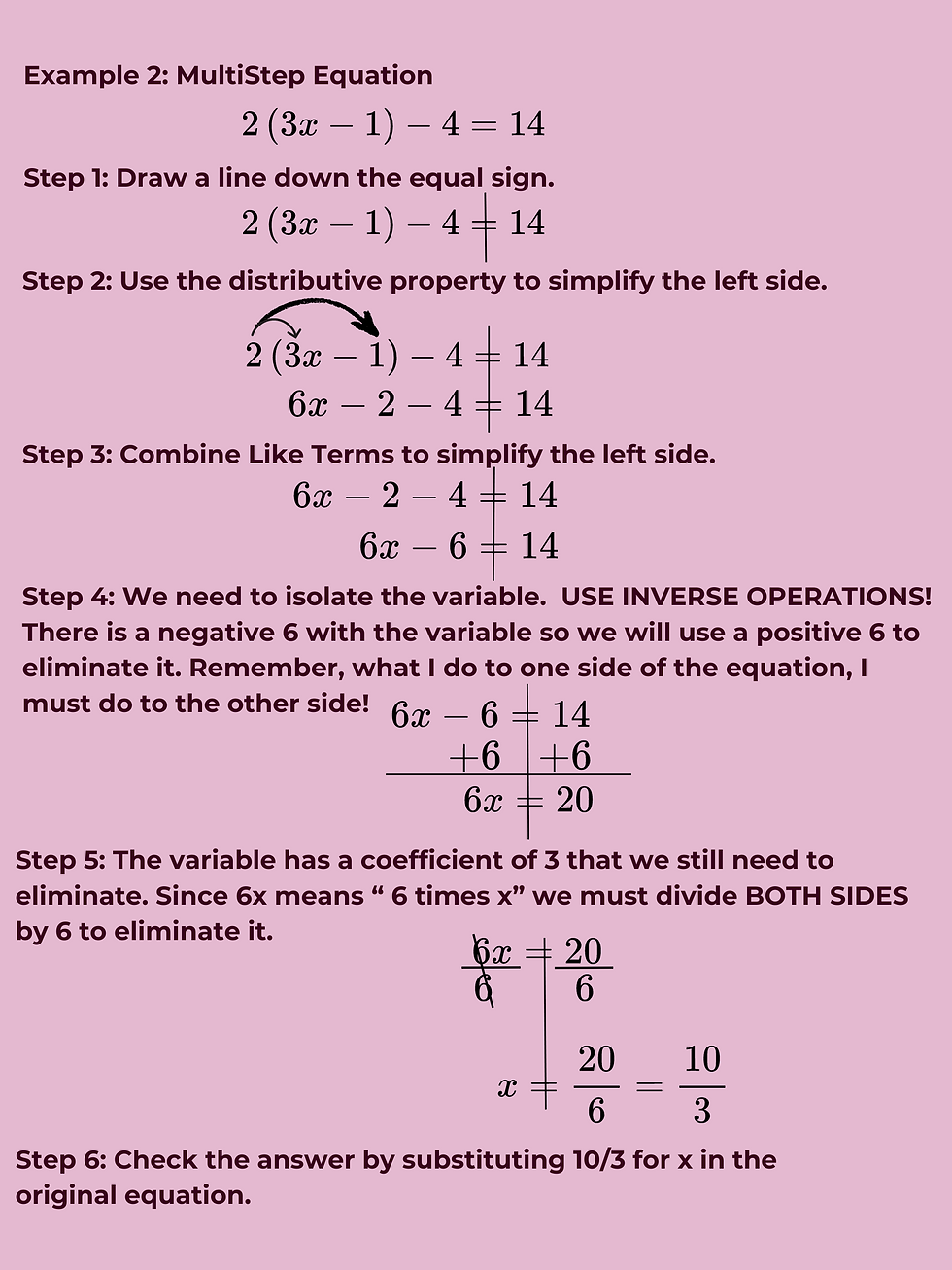 Multistep equation example step by step