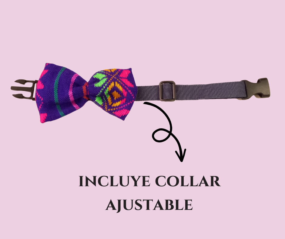 Miniatura: Paliacate o moño con collar ligero. Cuadros negros