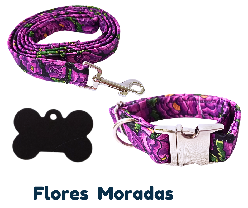 Collar broche premium. Flores Moradas