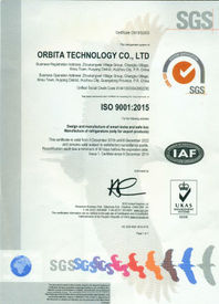 ISO 9001:2015 certificate for Orbita Technology Co., Ltd