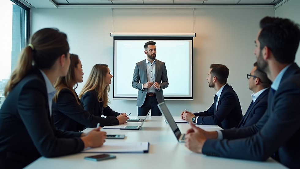 Eye-level view of a corporate training session on change management