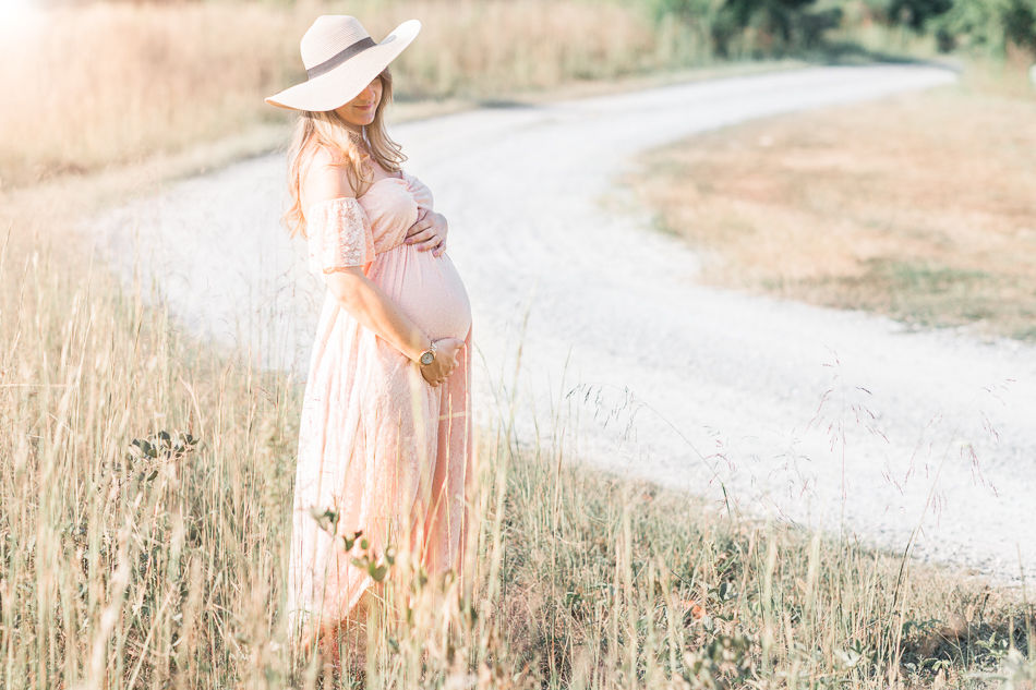 Romantic Sunset Maternity Session | Adriana & Jason | Wheat field maternity session in Hanover Virginia Sarah Duke Photography 