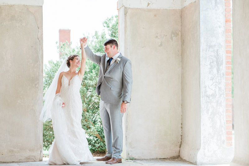 Photo By: Sarah Duke Photography first look with the bride and groom at Hanover Tavern in Mechanicsville Virginia