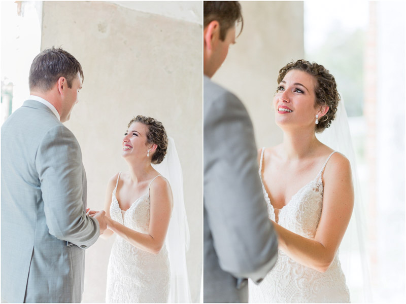 Photo By: Sarah Duke Photography first look with the bride and groom at Hanover Tavern in Mechanicsville Virginia