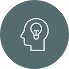 Outline of head with lightbulb