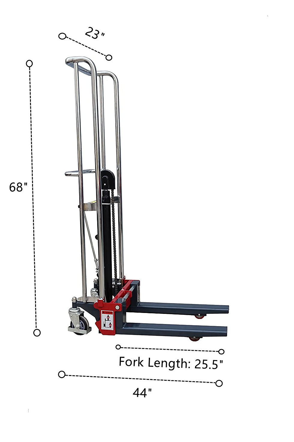 Thumbnail: Manual Forklift Stacker, 880 lbs Capacity, 59” Lift Height, Adjustable Fork