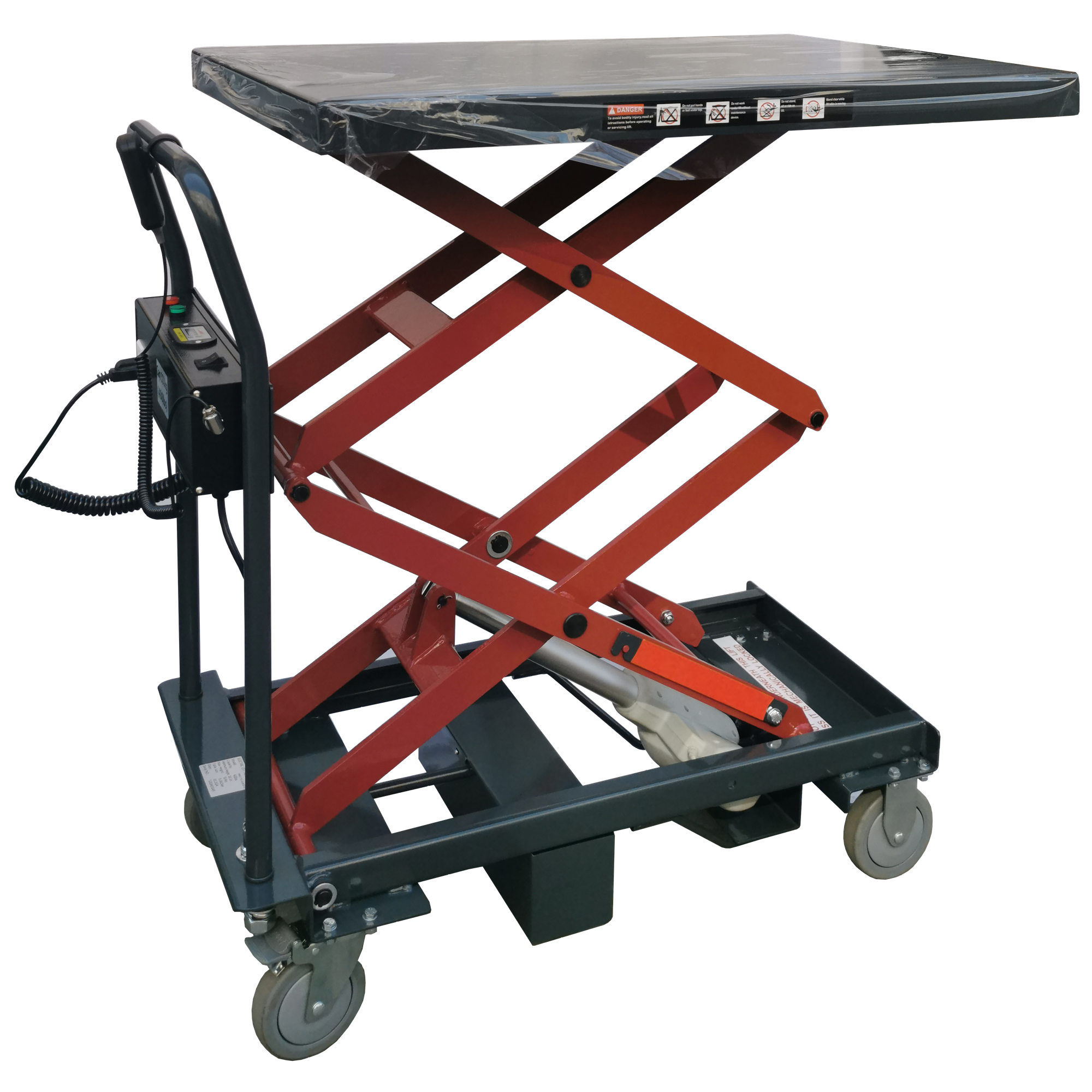Linear Actuated Elevating Cart, 400lb. Cap., 35" X 24", Lifting Height 16"-50.4"