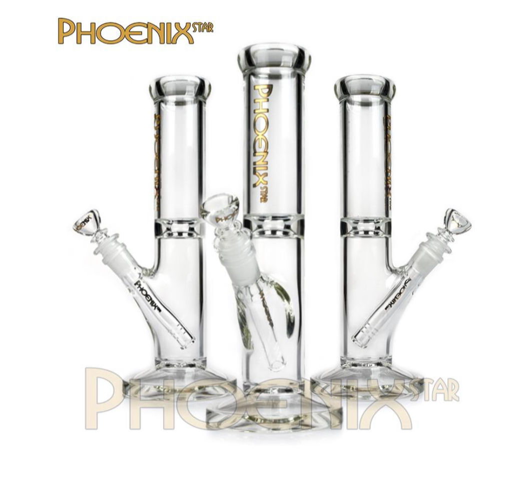 Straight tube with splash guard clear glass bong
