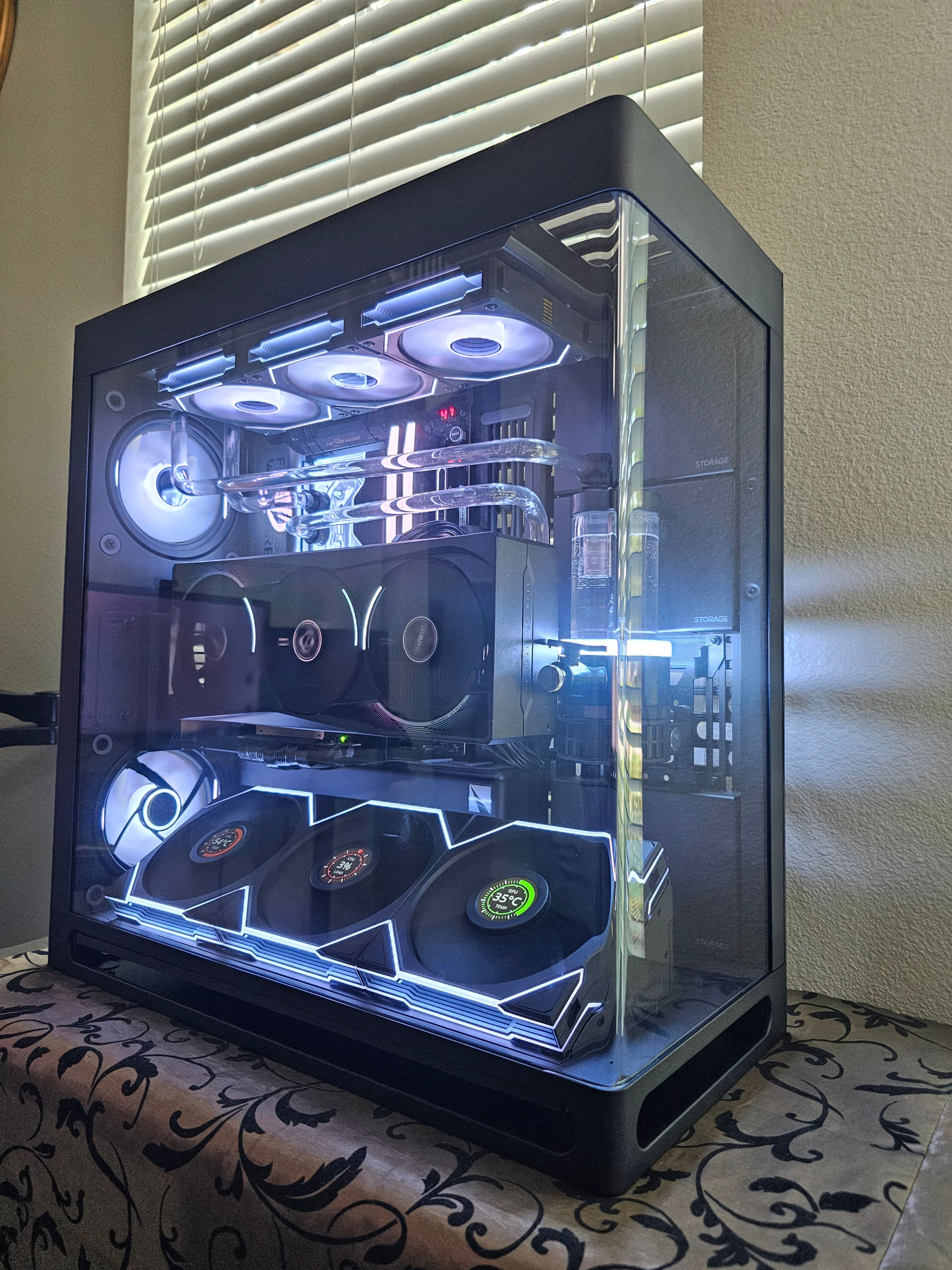 🖤 RTX 5090 AORUS • Ryzen 9 9950X3D • Custom Water Loop • 4TB • Dual Chamber