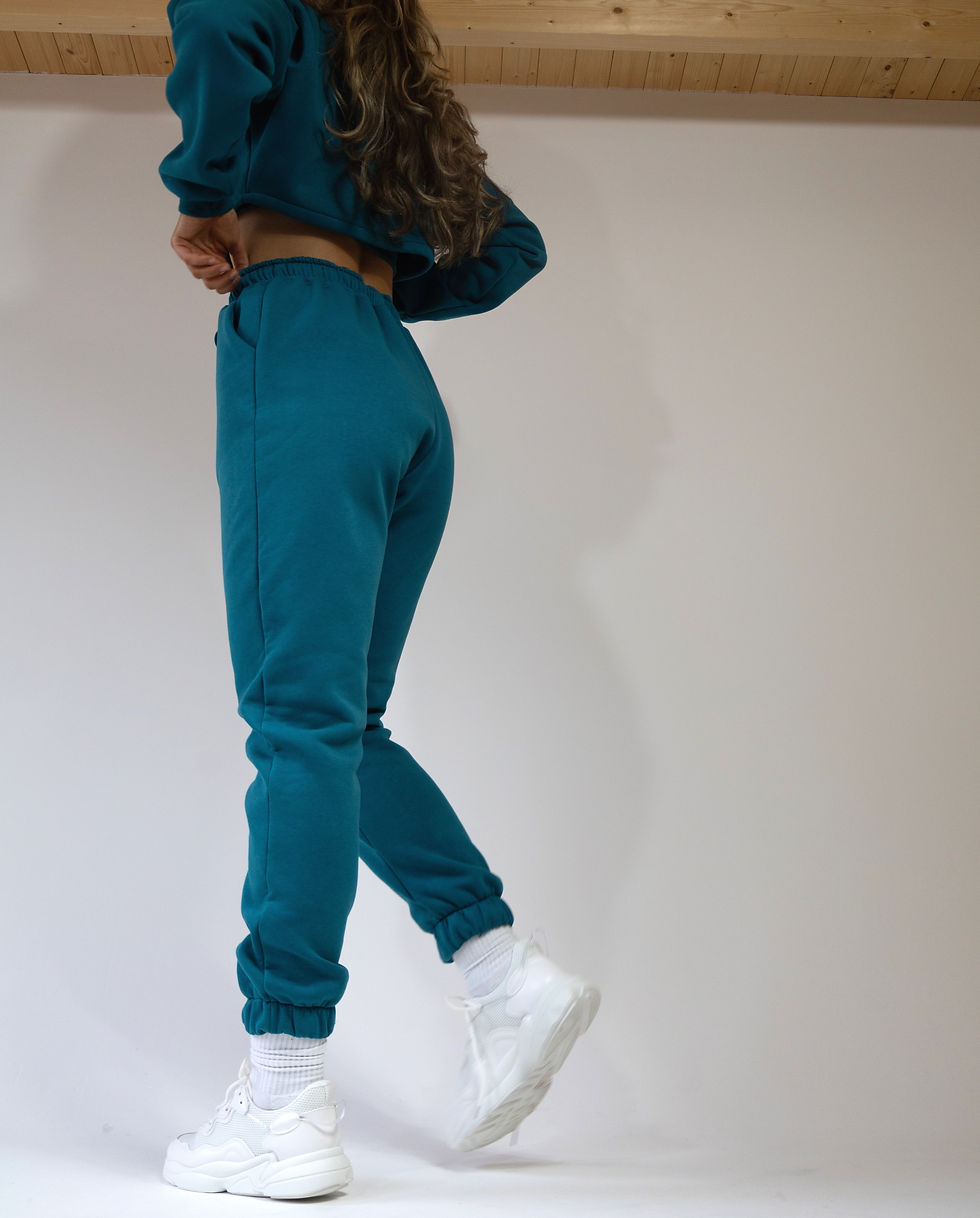 Thumbnail: Teal Blue Crop Sweatshirt Jumper Loungewear
