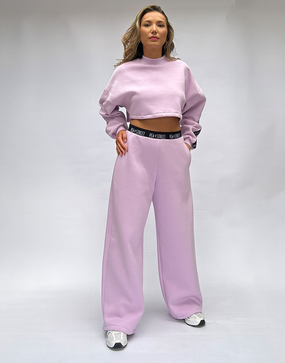 Thumbnail: Lilac Crop Sweatshirt Jumper Loungewear Pea Street Logo