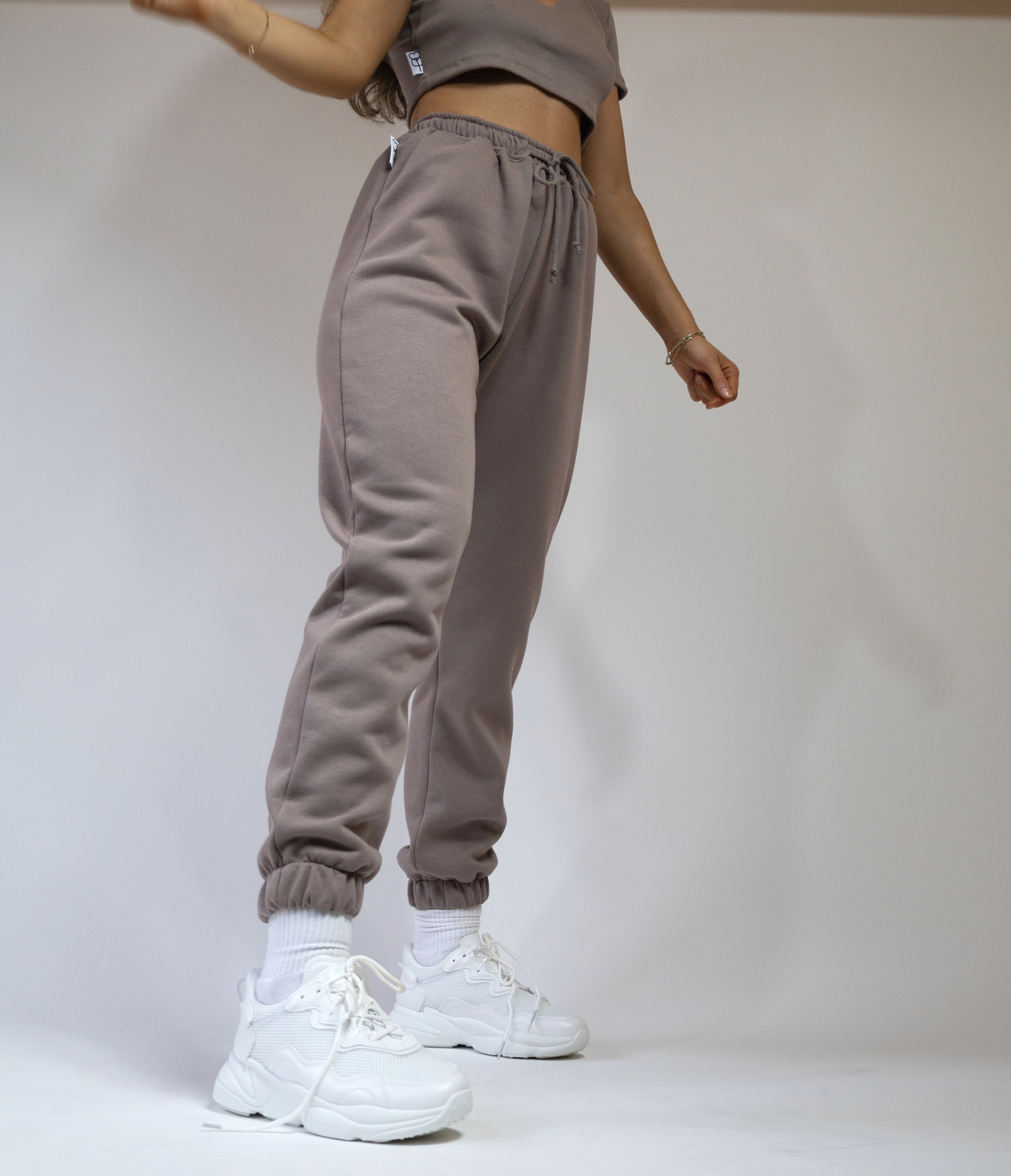 Taupe High waisted Joggers Loungewear